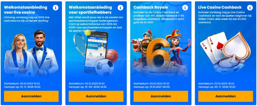 30bet casino bonussen